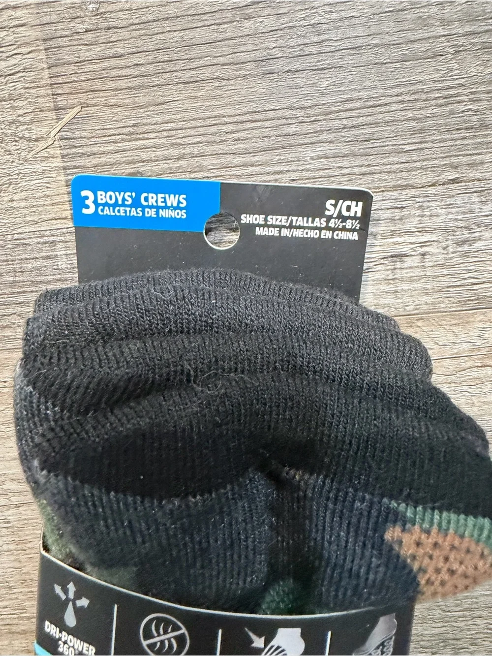 Russell Boys Camo Crew Socks- Performance - (15Pairs) 12pairs medium & 3 Small‎